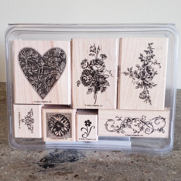 Stampin' Up Wood mount Rubber Stamps "Gentler Times" - Picture 1 of 4